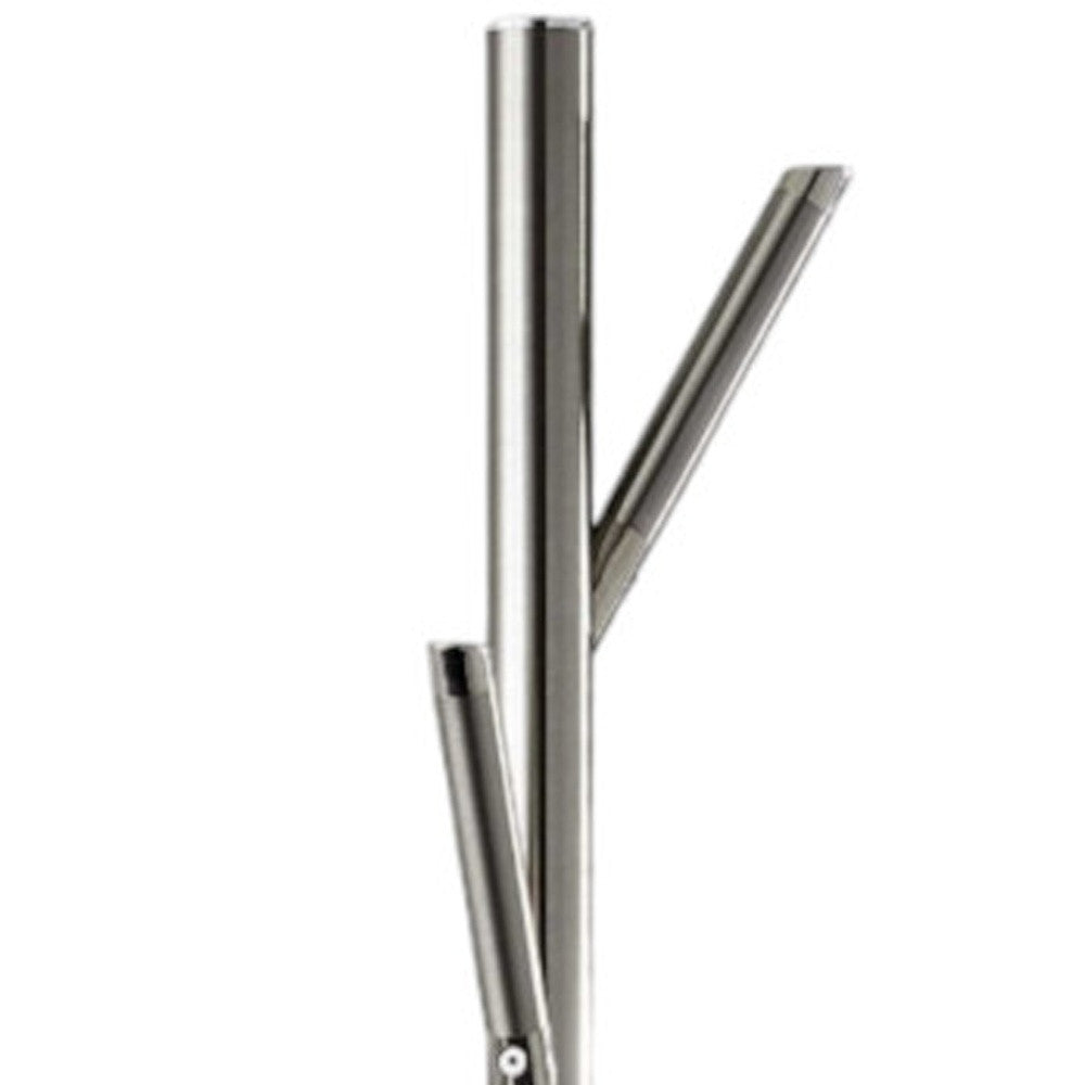 67" Brushed Steel Coat Tree Rack-Coat Hangers-DECOROLALA