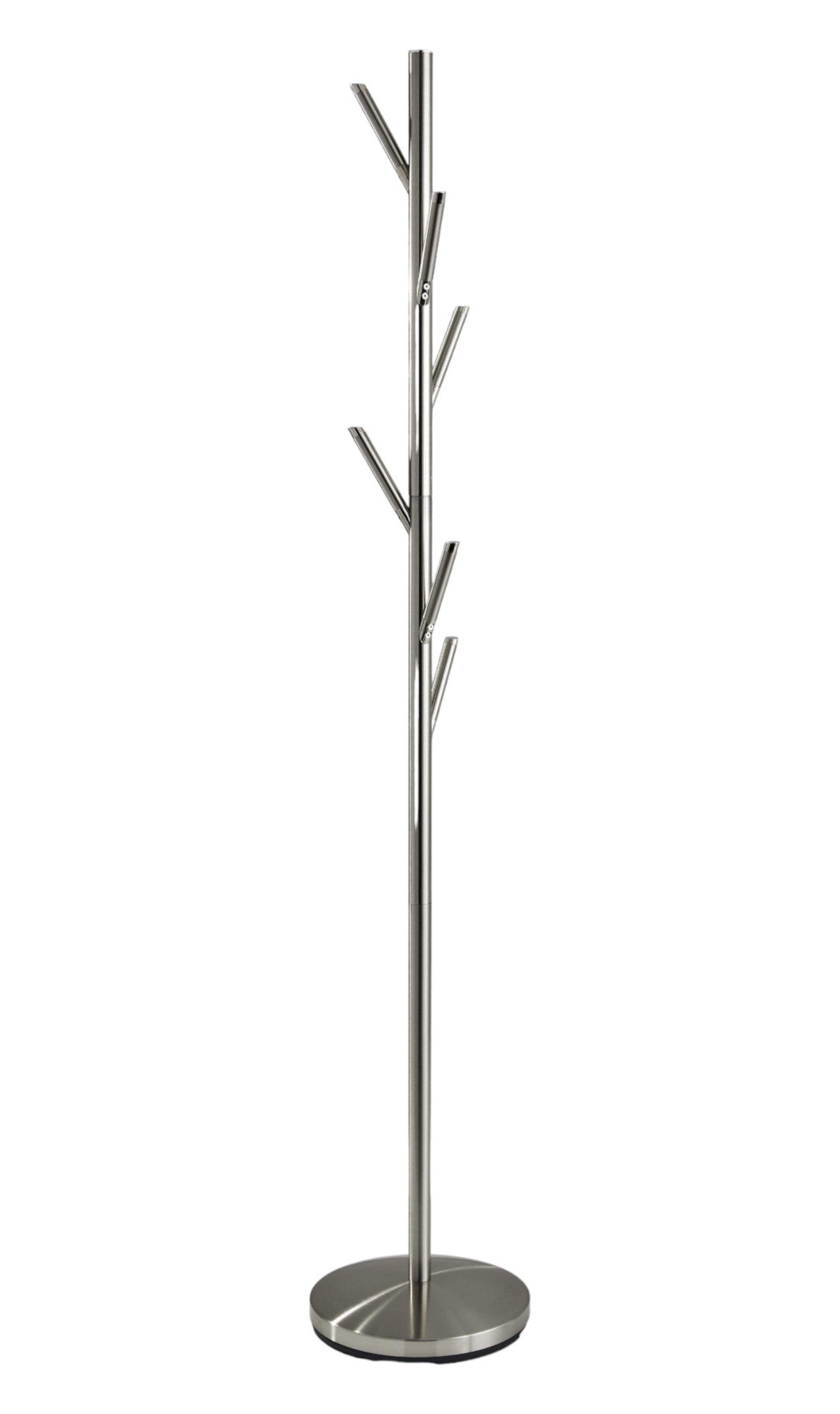 67" Brushed Steel Coat Tree Rack-Coat Hangers-DECOROLALA