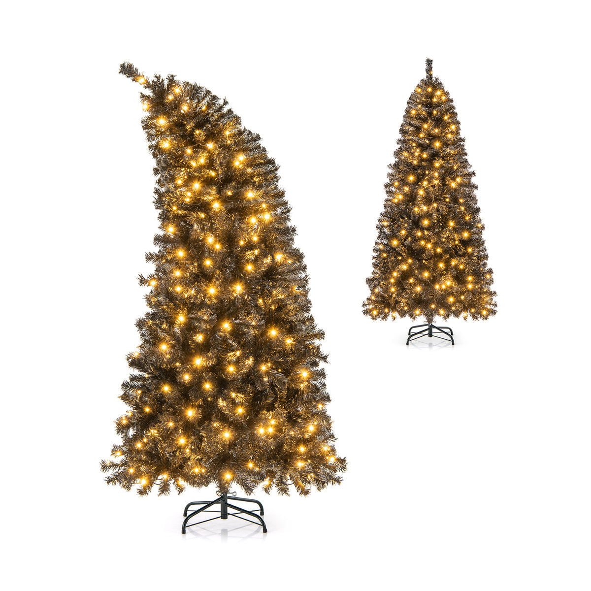 6/7 FT Artificial Christmas Tree with Bendable Top Section and Warm Light-6 FT-Christmas Trees-DECOROLALA
