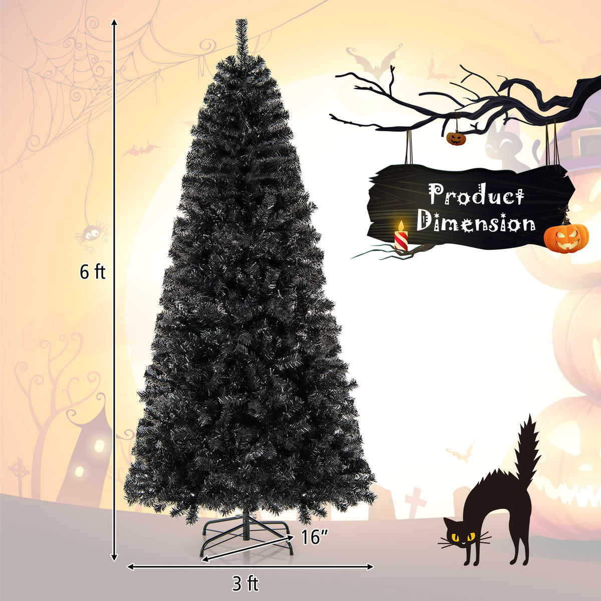 6/7 FT Artificial Christmas Tree with Bendable Top Section and Warm Light-6 FT-Christmas Trees-DECOROLALA