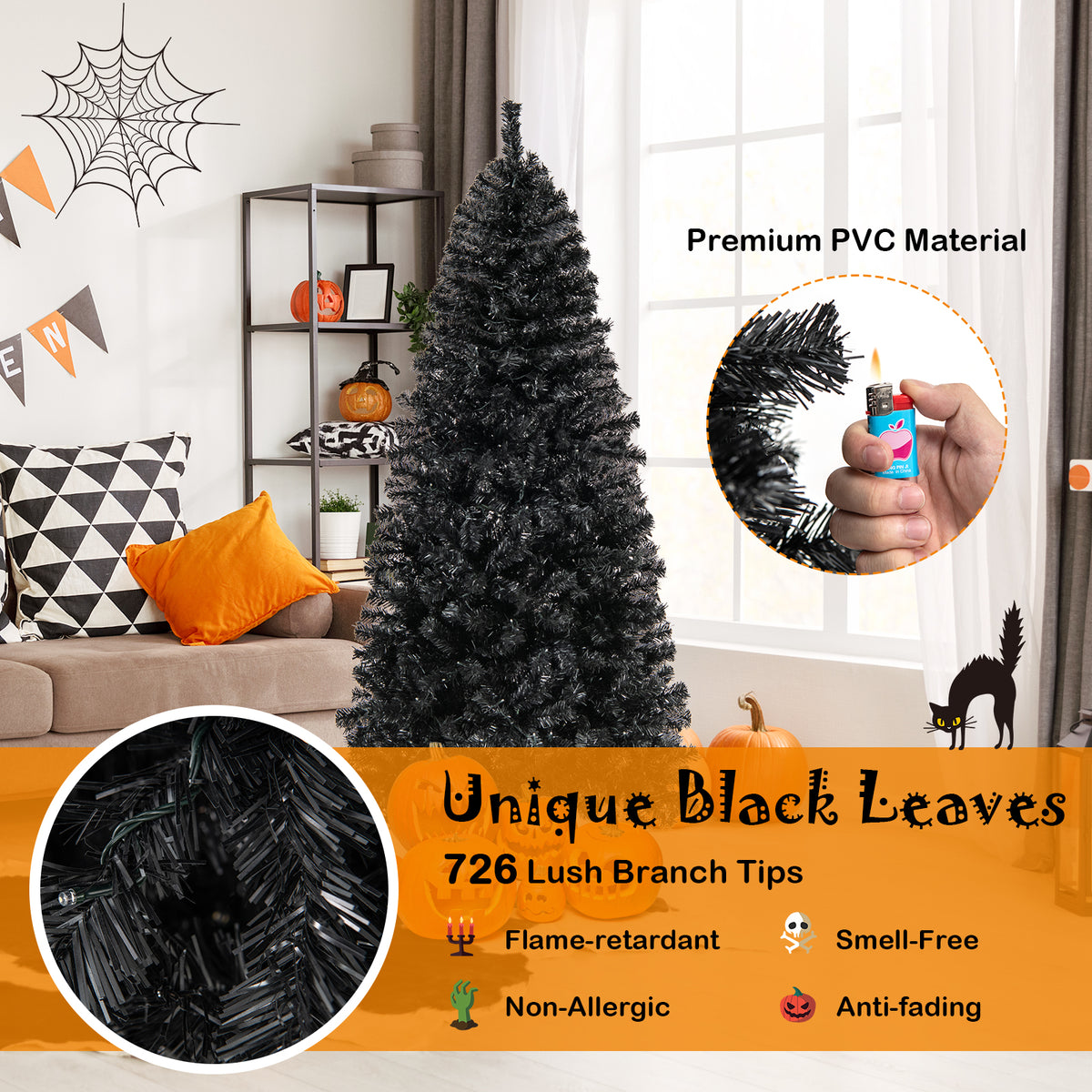 6/7 FT Artificial Christmas Tree with Bendable Top Section and Warm Light-6 FT-Christmas Trees-DECOROLALA