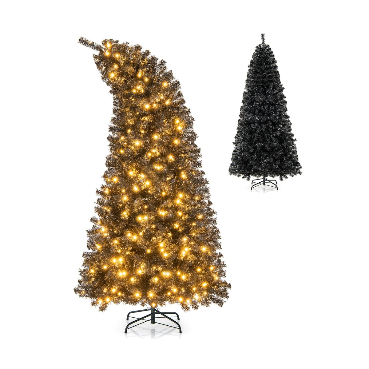 6/7 FT Artificial Christmas Tree with Bendable Top Section and Warm Light-7 ft-Christmas Trees-DECOROLALA