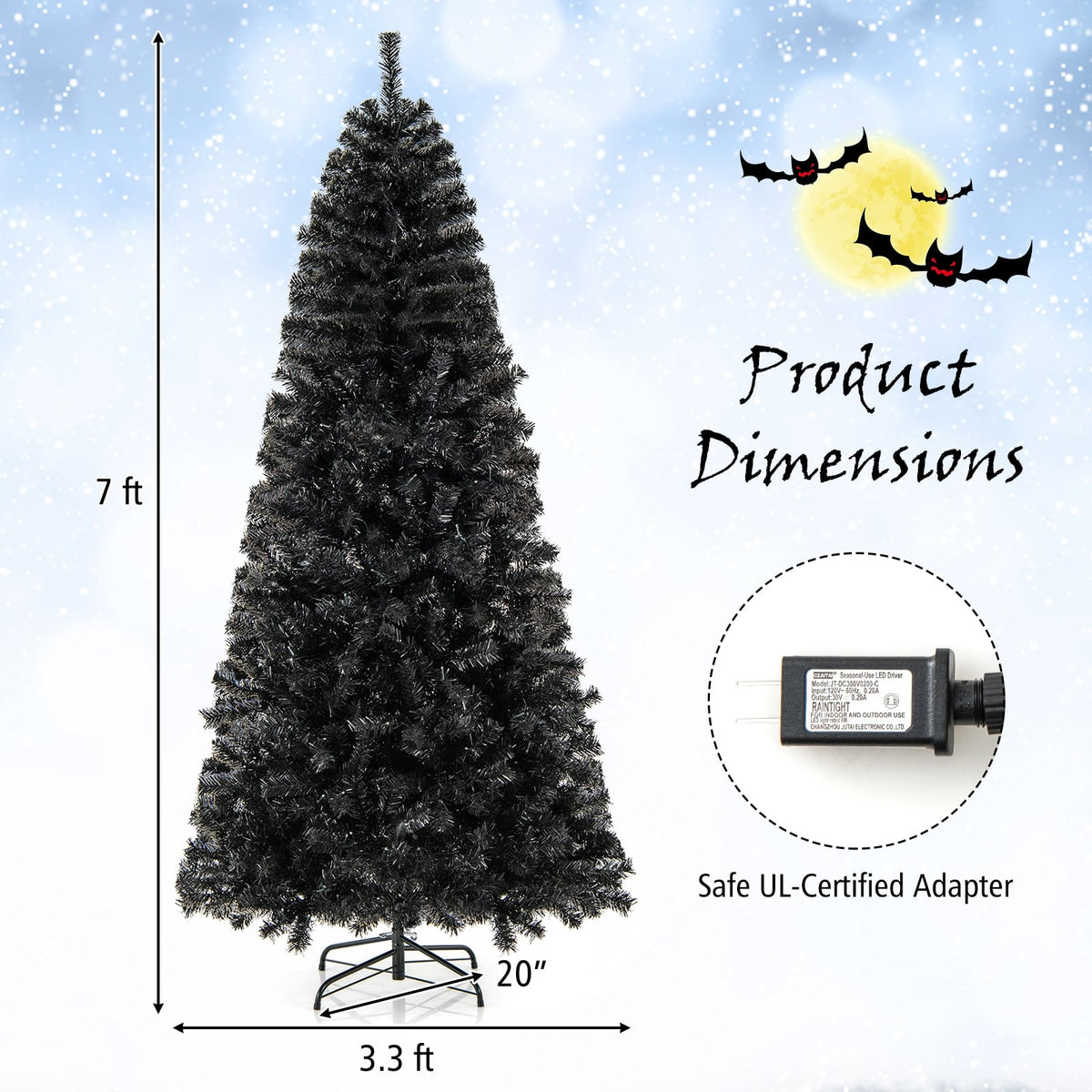 6/7 FT Artificial Christmas Tree with Bendable Top Section and Warm Light-7 ft-Christmas Trees-DECOROLALA