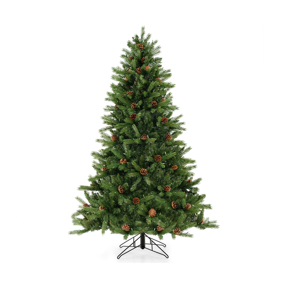 6/7 FT Artificial Christmas Tree with Pine Cones and Adjustable Brightness-6 ft-Christmas Trees-DECOROLALA