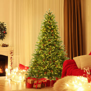 6/7 FT Artificial Christmas Tree with Pine Cones and Adjustable Brightness-6 ft-Christmas Trees-DECOROLALA