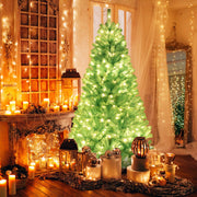 6/7 FT Blue Artificial Christmas Tree with 280/380 Warm White LED Lights and Foldable Metal Stand-7 ft-Christmas Trees-DECOROLALA