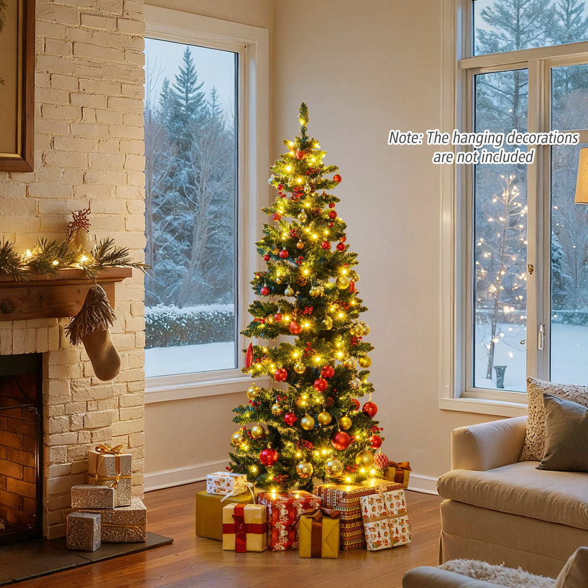 6/7 FT Pre-Lit Artificial Christmas Tree Spiral Holiday Tree with 612/791 Branch Tips and 8 Modes-6 ft-Christmas Trees-DECOROLALA