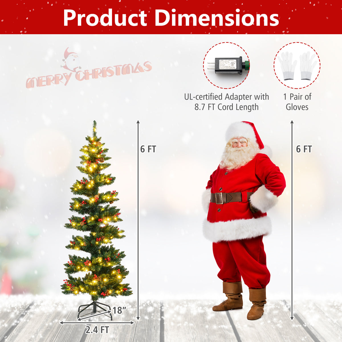 6/7 FT Pre-Lit Artificial Christmas Tree Spiral Holiday Tree with 612/791 Branch Tips and 8 Modes-6 ft-Christmas Trees-DECOROLALA