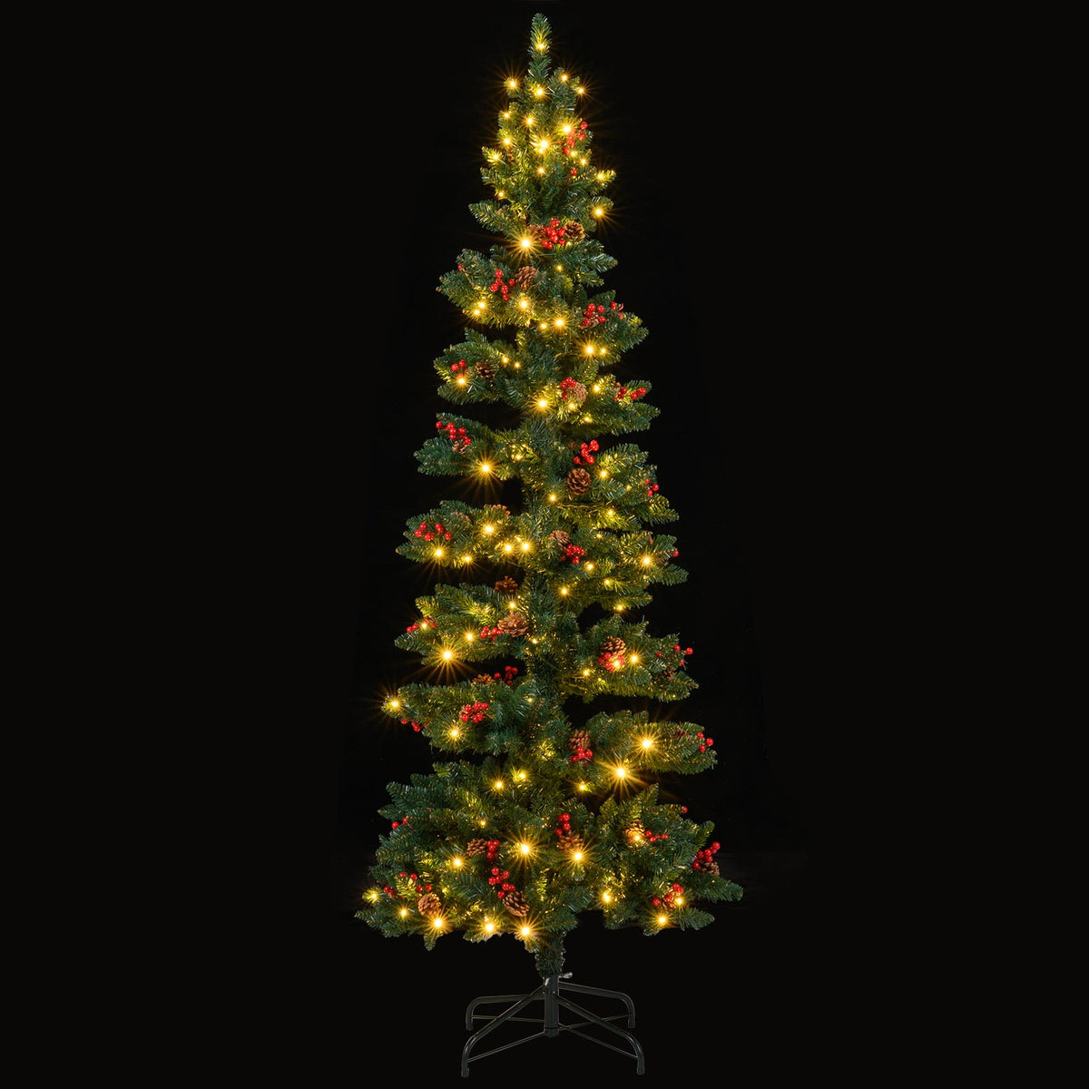 6/7 FT Pre-Lit Artificial Christmas Tree Spiral Holiday Tree with 612/791 Branch Tips and 8 Modes-7 ft-Christmas Trees-DECOROLALA