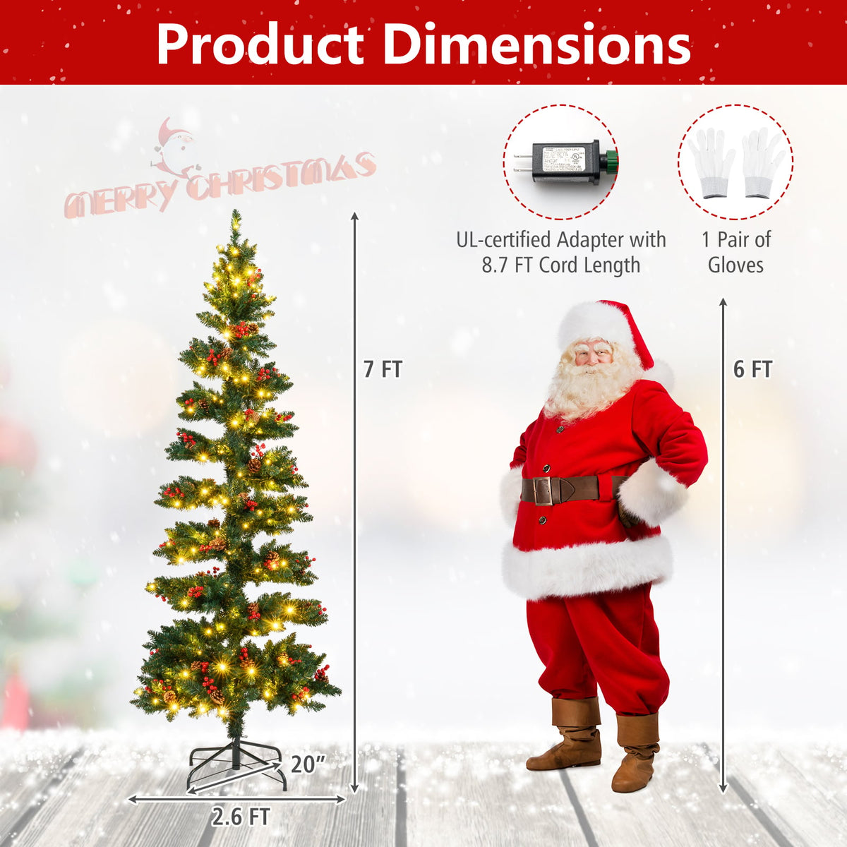 6/7 FT Pre-Lit Artificial Christmas Tree Spiral Holiday Tree with 612/791 Branch Tips and 8 Modes-7 ft-Christmas Trees-DECOROLALA