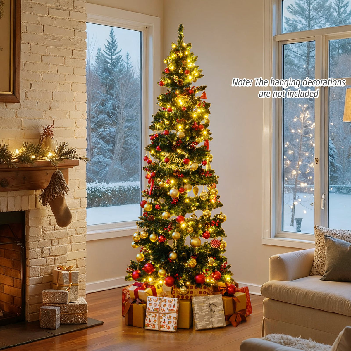 6/7 FT Pre-Lit Artificial Christmas Tree Spiral Holiday Tree with 612/791 Branch Tips and 8 Modes-7 ft-Christmas Trees-DECOROLALA