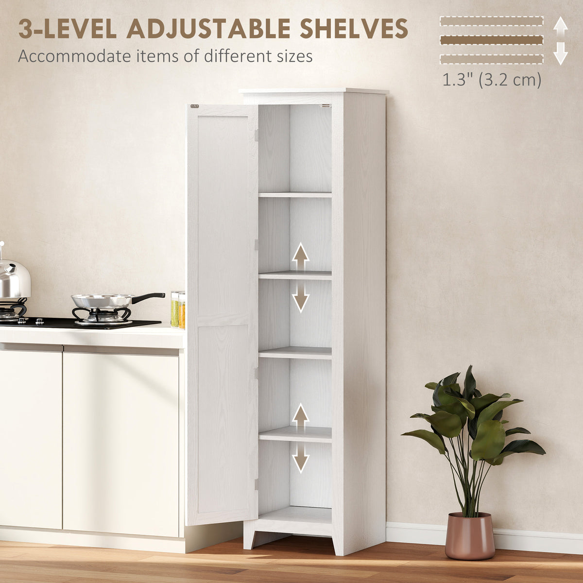 67" Farmhouse Kitchen Pantry Cabinet with Barn Door - White-Home Furnishings > Storage & Organization > Kitchen Pantry Cabinets-DECOROLALA