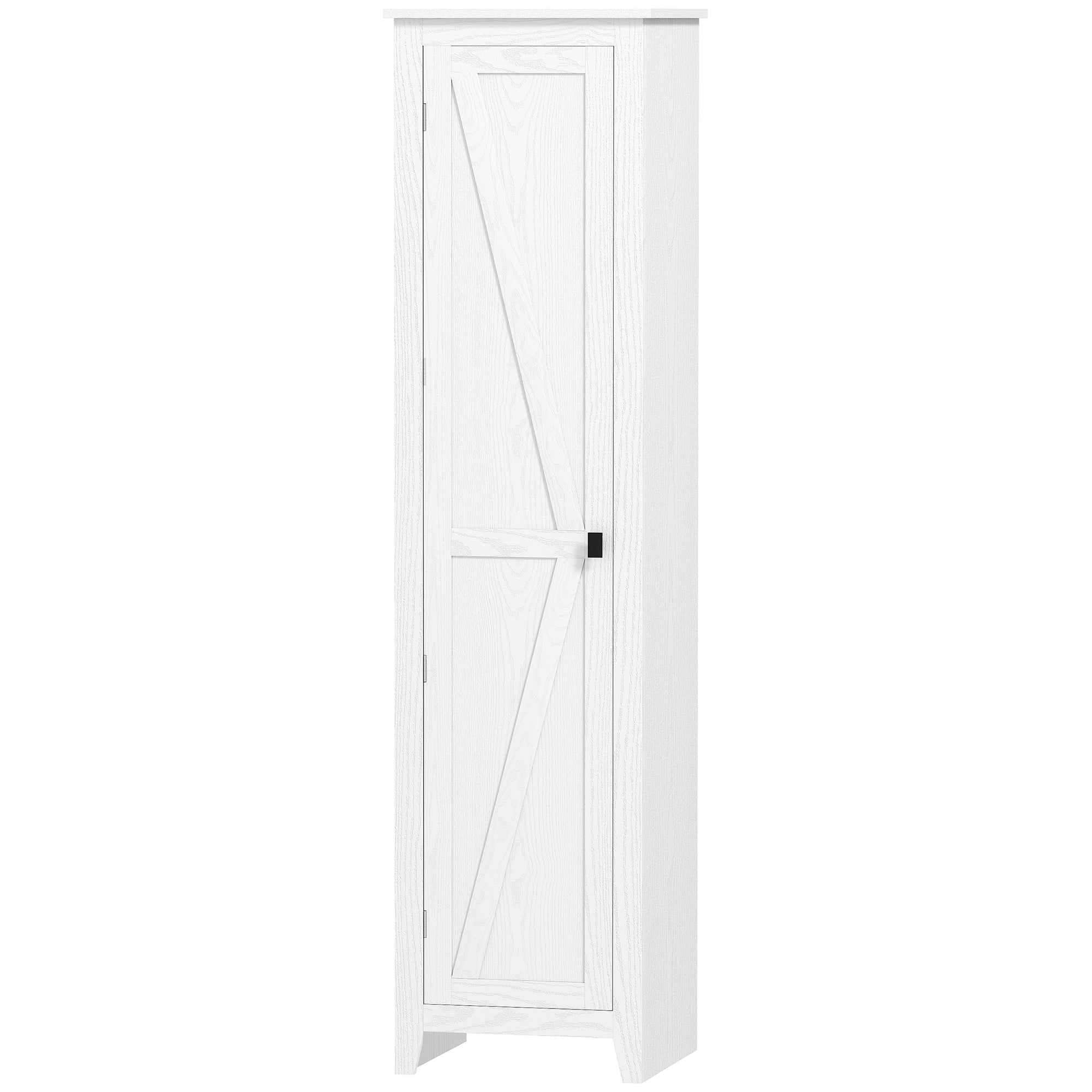 67" Farmhouse Kitchen Pantry Cabinet with Barn Door - White-Home Furnishings > Storage & Organization > Kitchen Pantry Cabinets-DECOROLALA