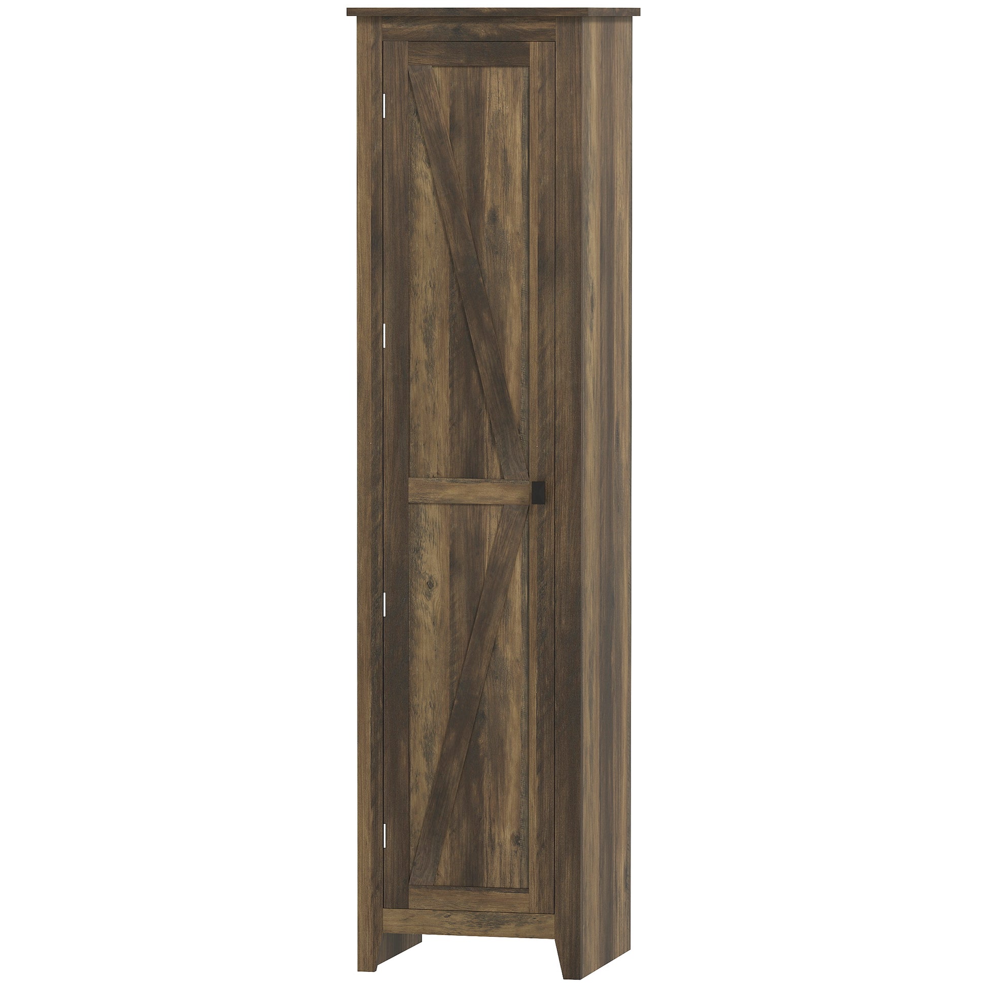 67" Farmhouse Kitchen Pantry Storage Cabinet with Barn Door, Kitchen Pantry Cabinet with Adjustable Shelves, Brown-Home Furnishings > Storage & Organization > Kitchen Pantry Cabinets-DECOROLALA