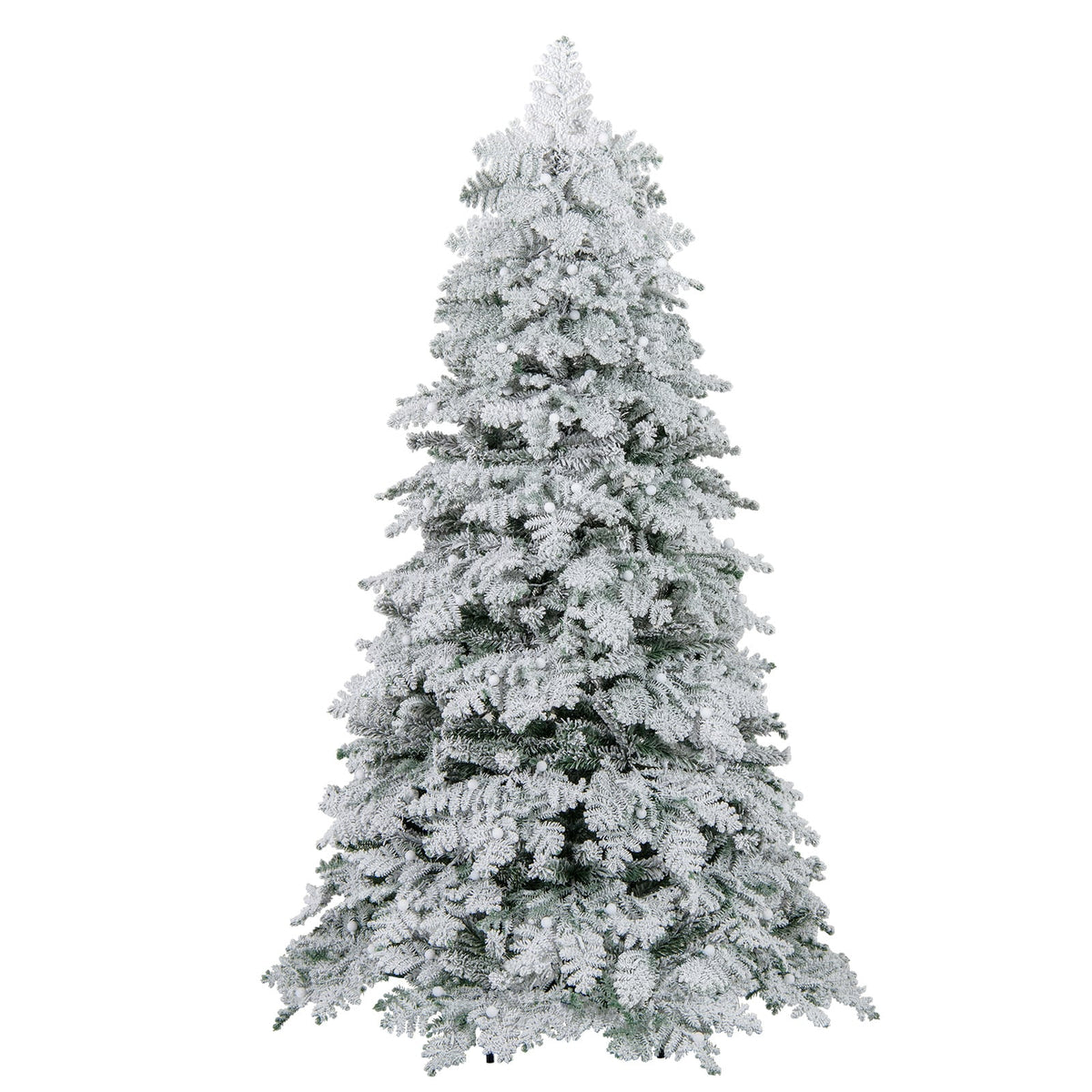 6/7 Feet Artificial Snow-flocked Christmas Tree Pre-lit Hinged Xmas Tree with 130 Twinkle Balls-6 Feet-Christmas Trees-DECOROLALA
