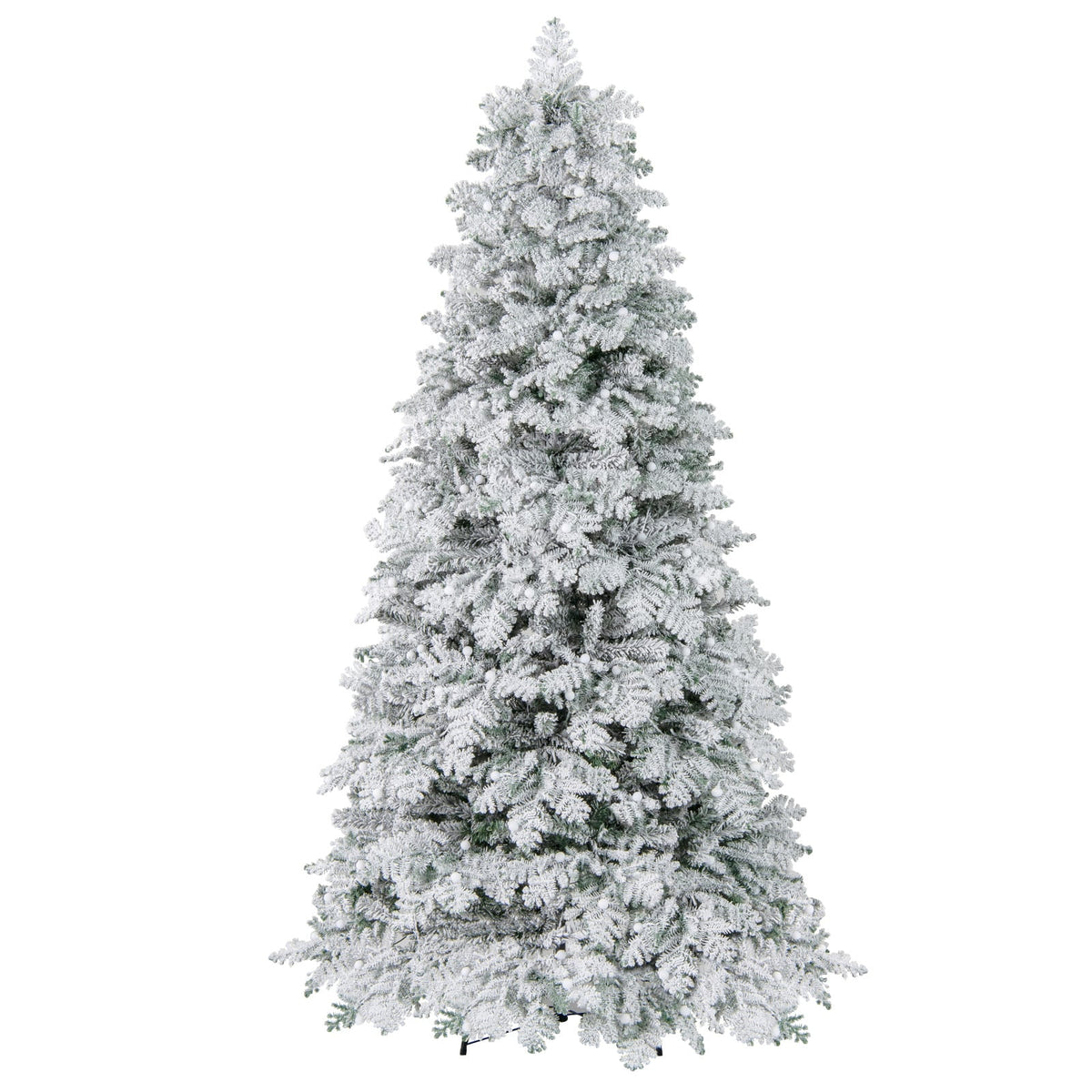 6/7 Feet Artificial Snow-flocked Christmas Tree Pre-lit Hinged Xmas Tree with 130 Twinkle Balls-7 Feet-Christmas Trees-DECOROLALA