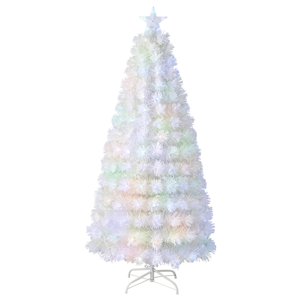6/7 Feet Pre-Lit Fiber Optic White Snow-Flocked Artificial Christmas Tree-6 ft-Christmas Trees-DECOROLALA
