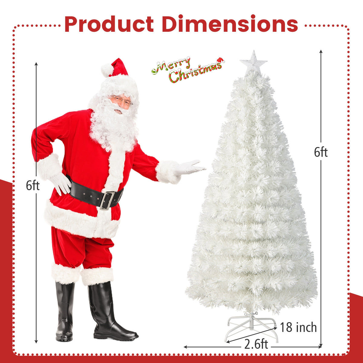 6/7 Feet Pre-Lit Fiber Optic White Snow-Flocked Artificial Christmas Tree-6 ft-Christmas Trees-DECOROLALA