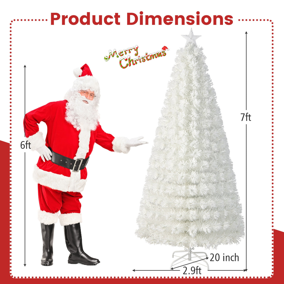 6/7 Feet Pre-Lit Fiber Optic White Snow-Flocked Artificial Christmas Tree-7 ft-Christmas Trees-DECOROLALA