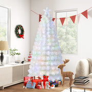 6/7 Feet Pre-Lit Fiber Optic White Snow-Flocked Artificial Christmas Tree-7 ft-Christmas Trees-DECOROLALA