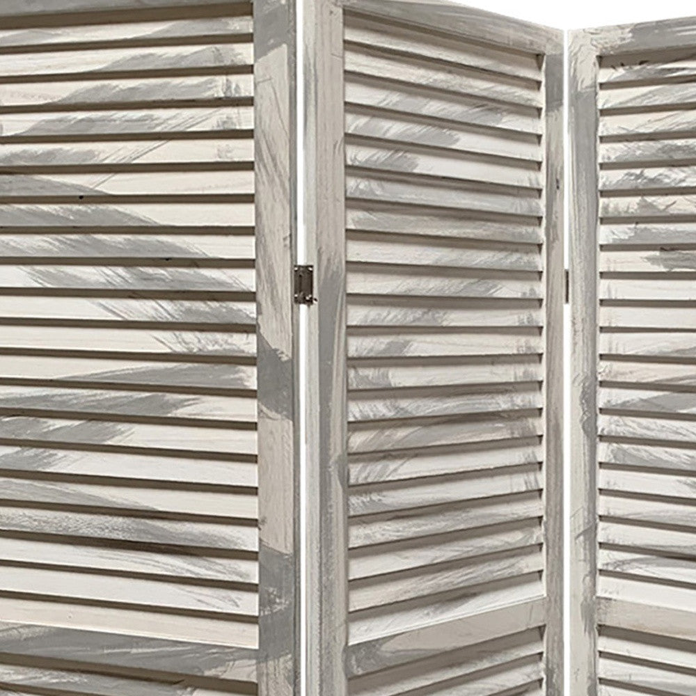 67" Gray Folding Three Panel Screen Room Divider-Room Dividers-DECOROLALA