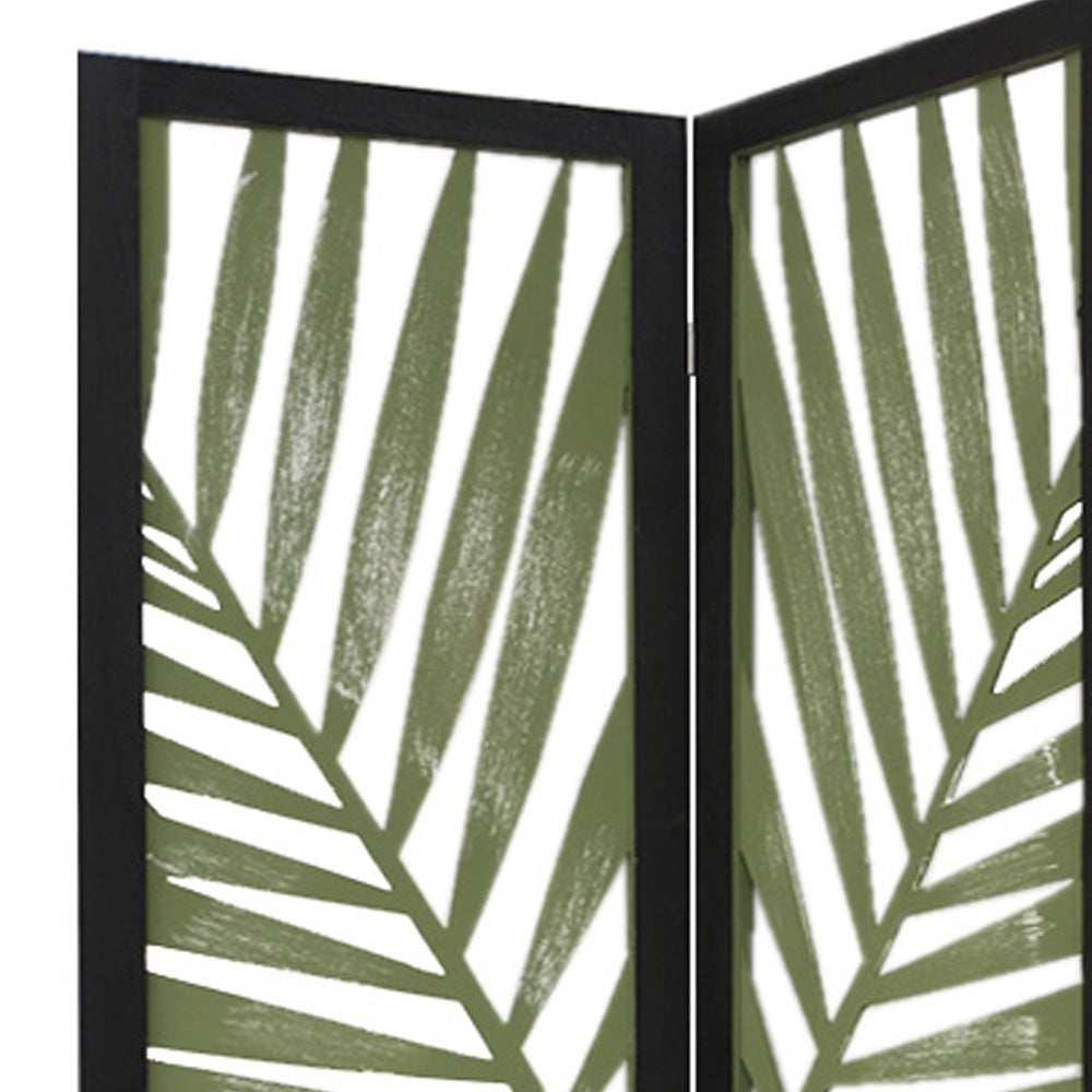 67" Green Solid WoodFolding Three Panel Screen Room Divider-Room Dividers-DECOROLALA