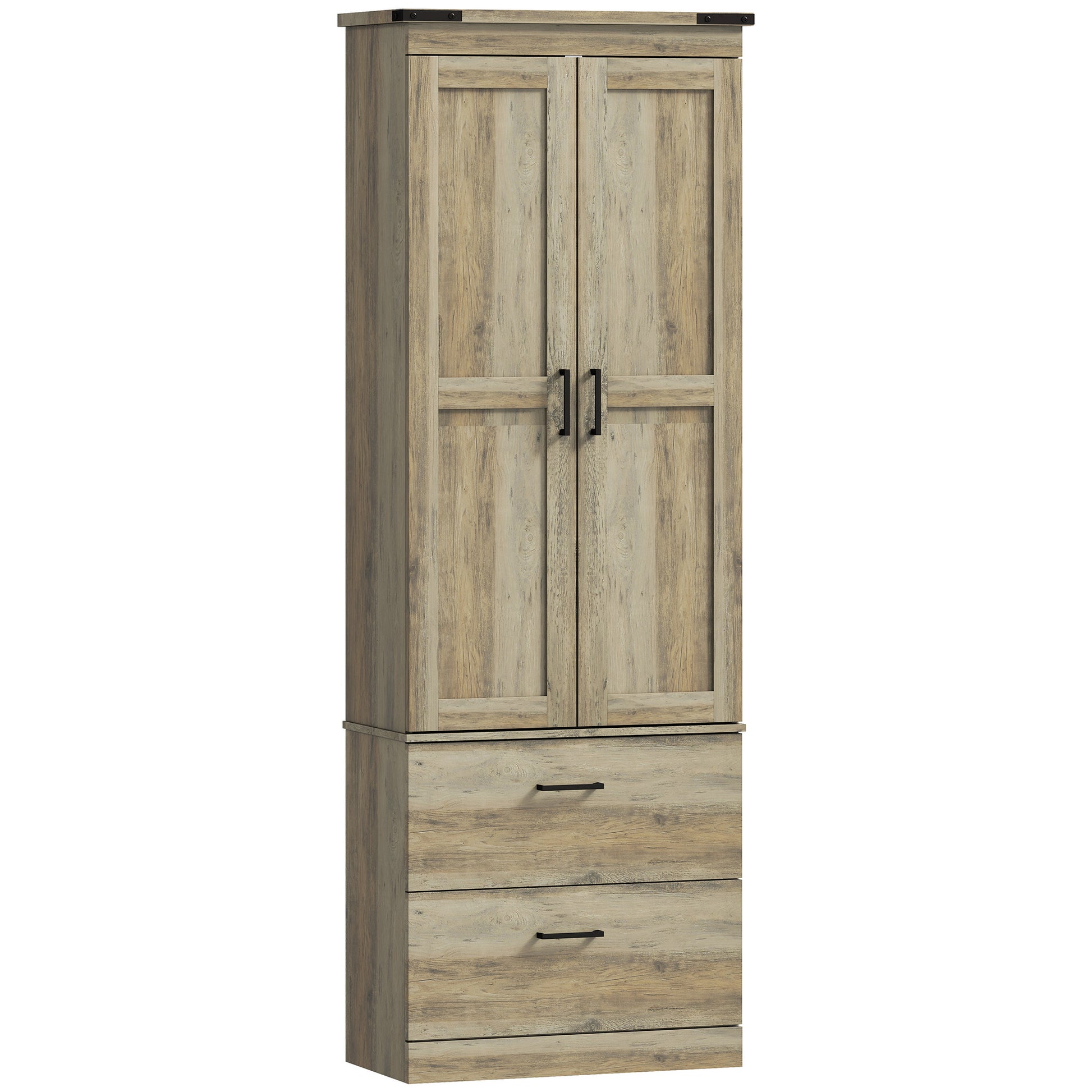 67" Kitchen Pantry Cabinet with Doors, Drawers, Shelves - Light Ivory-DECOROLALA