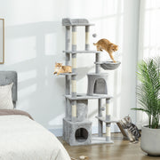 67" Large Cat Tree with Tunnel, 2 Condos & Hammock - Light Grey-Cats-DECOROLALA