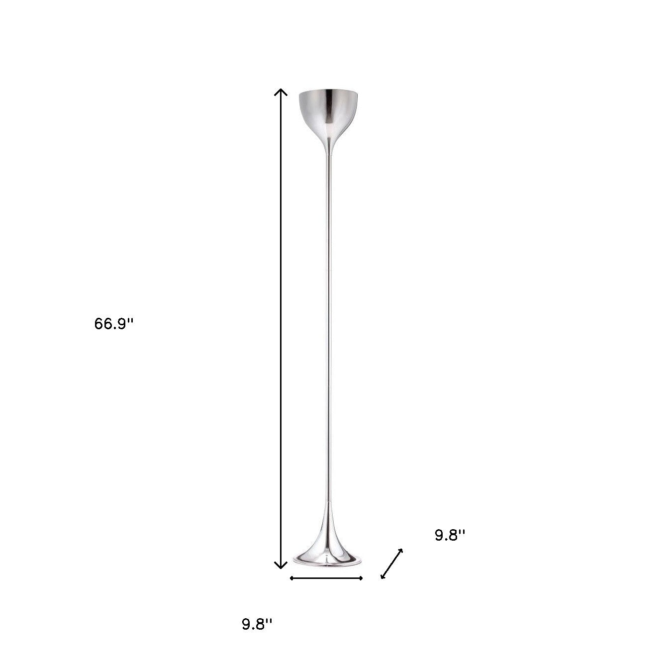 67" Steel Floor Lamp With Silver Steel Bell Shade-Floor Lamps-DECOROLALA