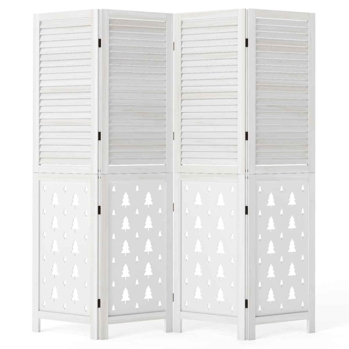 67" Tall Wood Room Divider Indoor Wooden Partition for Room Separation-4 Panels-Room Dividers-DECOROLALA