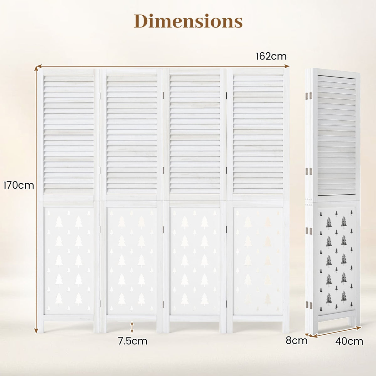 67" Tall Wood Room Divider Indoor Wooden Partition for Room Separation-4 Panels-Room Dividers-DECOROLALA