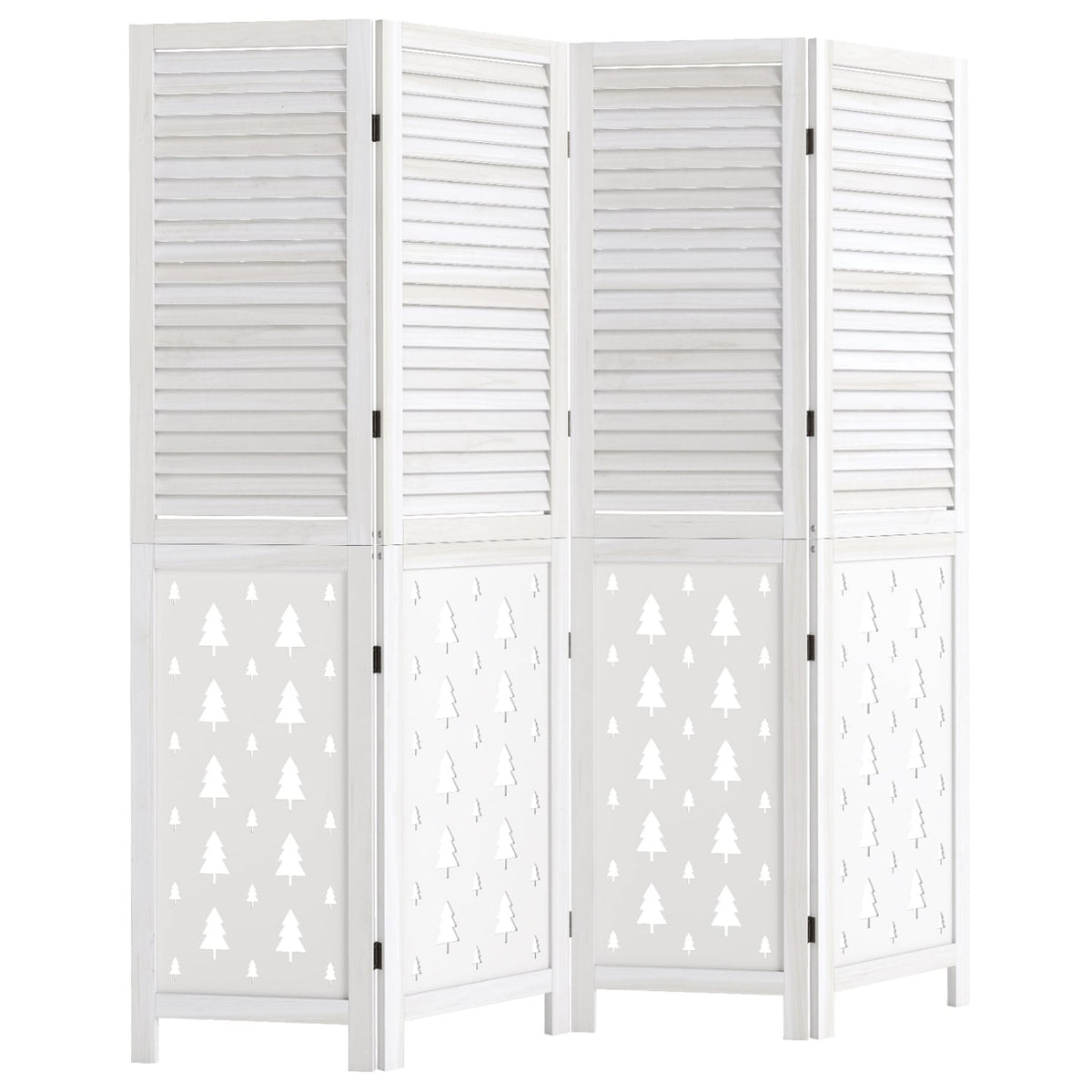 67" Tall Wood Room Divider Indoor Wooden Partition for Room Separation-4 Panels-Room Dividers-DECOROLALA