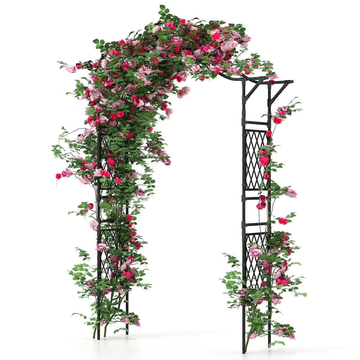67 x 83 Inch Garden Arch Trellis Metal Pergola Arbor for Climbing Plants-Black-Garden Arbors-DECOROLALA