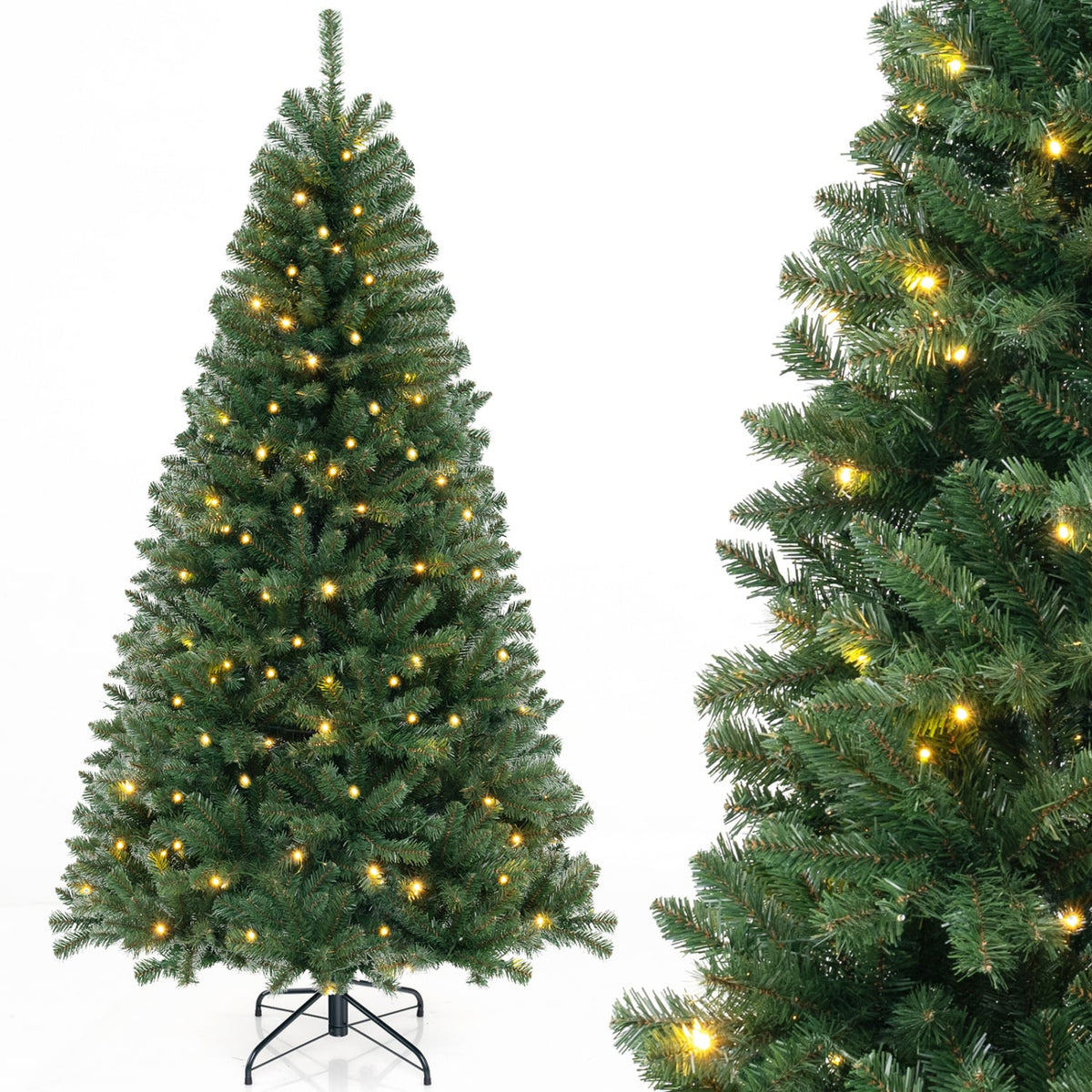 6/7/8 FT Artificial Christmas Tree with 568/830/1182 Branch Tips and 200/250/400 Warm White LED Lights-L-Christmas Trees-DECOROLALA