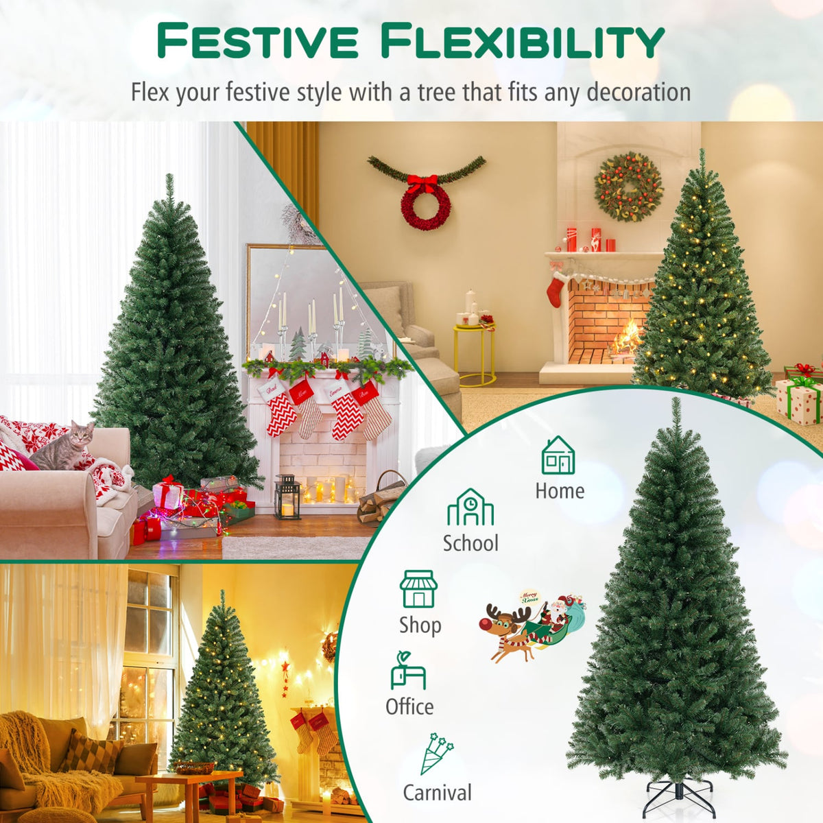 6/7/8 FT Artificial Christmas Tree with 568/830/1182 Branch Tips and 200/250/400 Warm White LED Lights-L-Christmas Trees-DECOROLALA