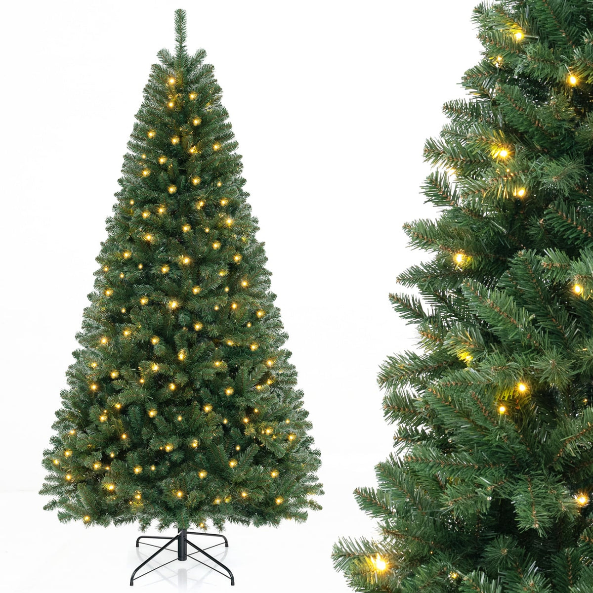 6/7/8 FT Artificial Christmas Tree with 568/830/1182 Branch Tips and 200/250/400 Warm White LED Lights-XL-Christmas Trees-DECOROLALA