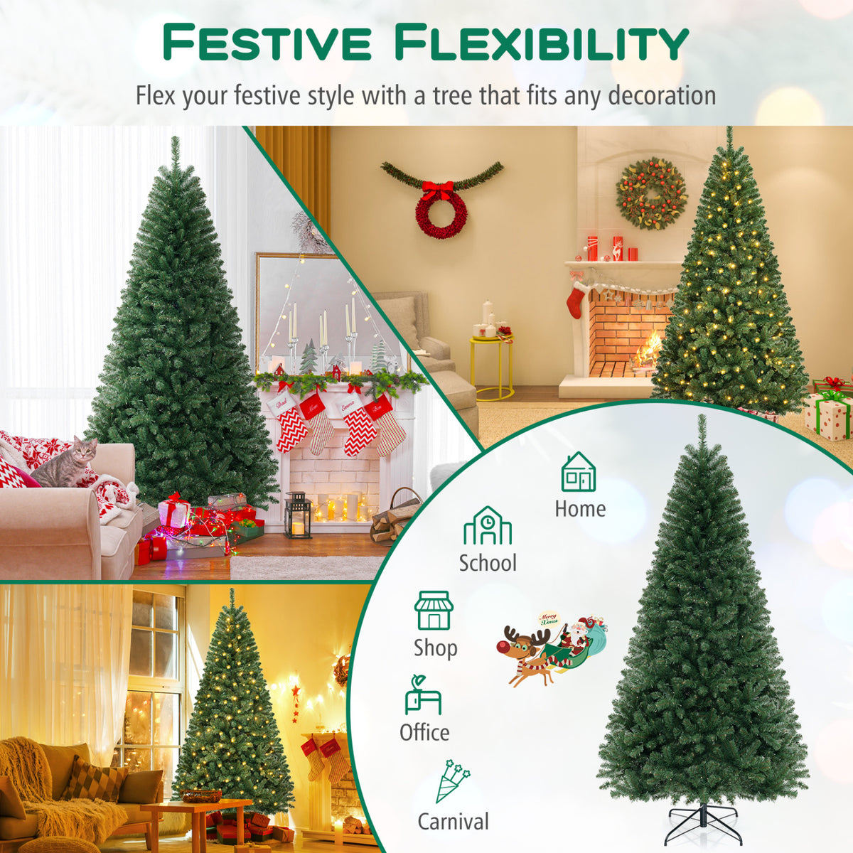 6/7/8 FT Artificial Christmas Tree with 568/830/1182 Branch Tips and 200/250/400 Warm White LED Lights-XL-Christmas Trees-DECOROLALA