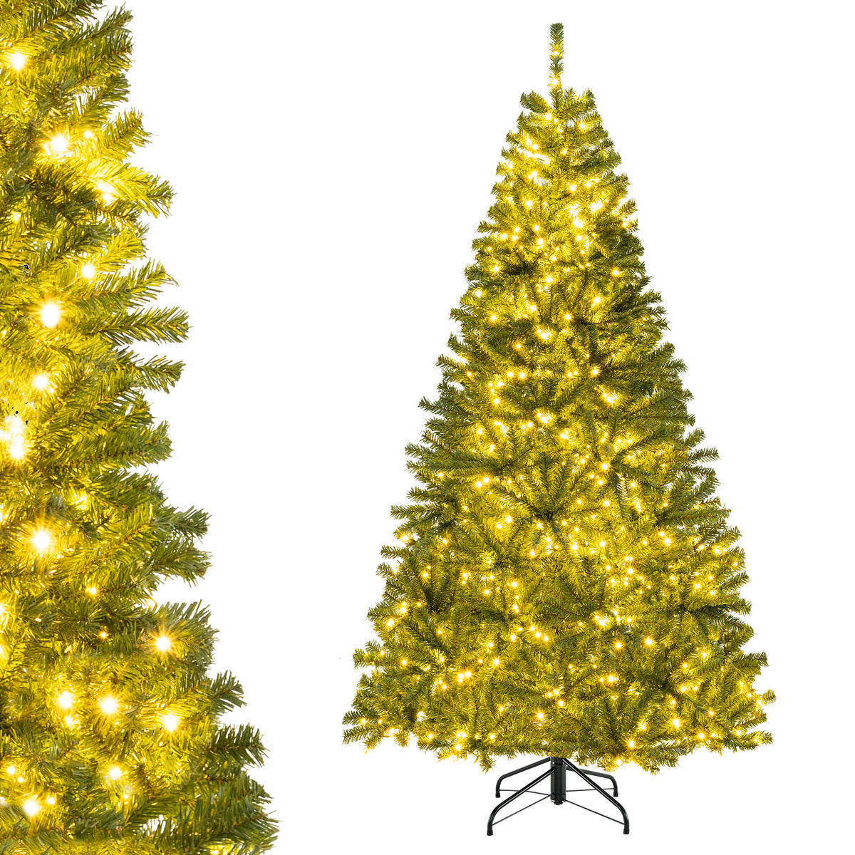 6/7/8 FT Pre-Lit Artificial Christmas Tree with Remote Control and LED Lights-7ft-Christmas Trees-DECOROLALA