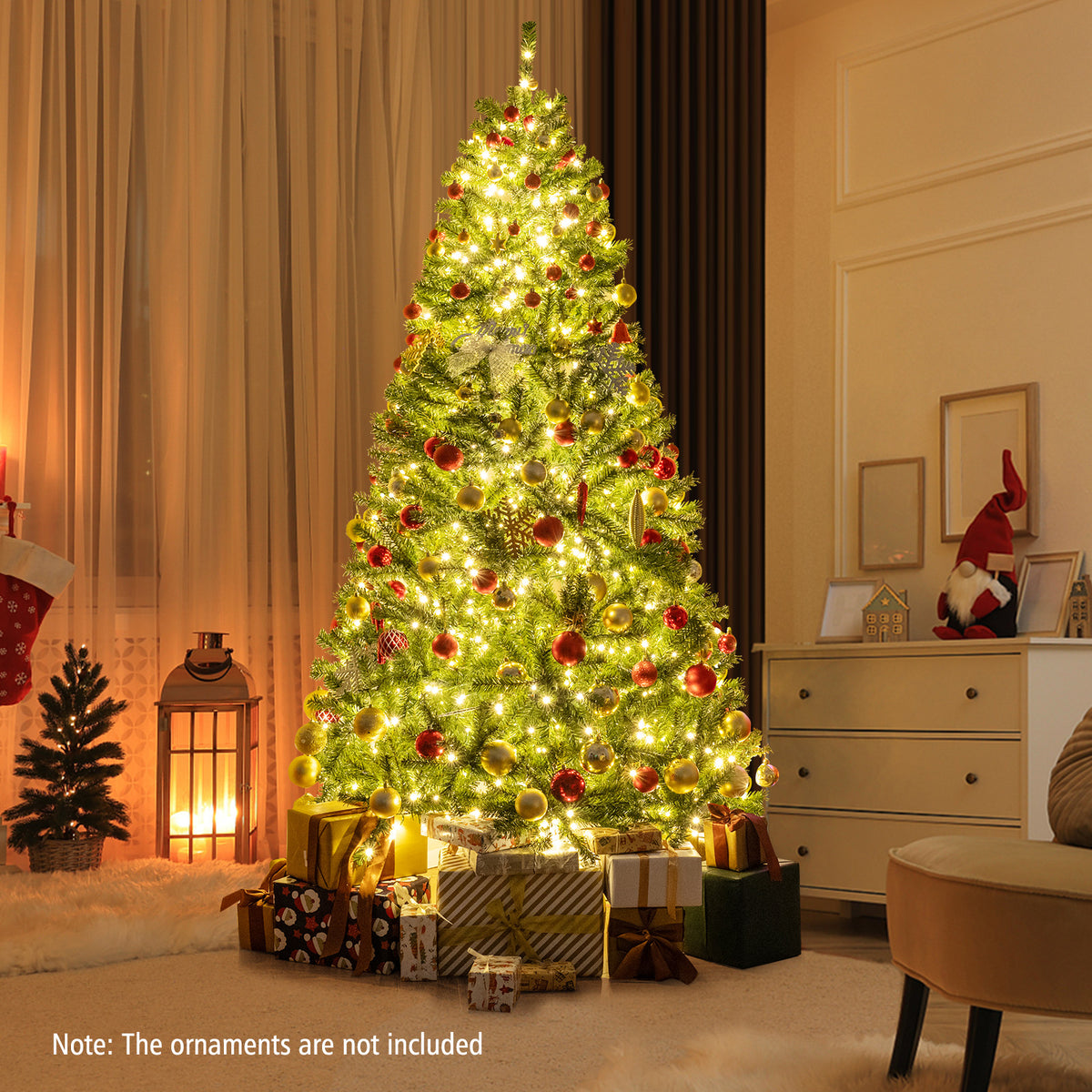 6/7/8 FT Pre-Lit Artificial Christmas Tree with Remote Control and LED Lights-7ft-Christmas Trees-DECOROLALA