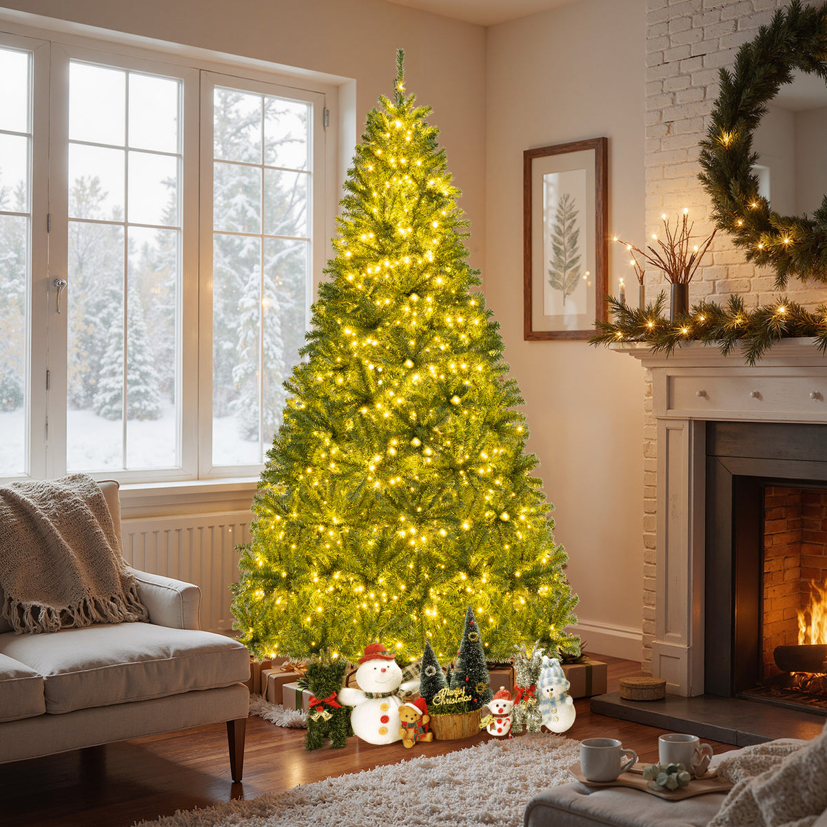 6/7/8 FT Pre-Lit Artificial Christmas Tree with Remote Control and LED Lights-8ft-Christmas Trees-DECOROLALA