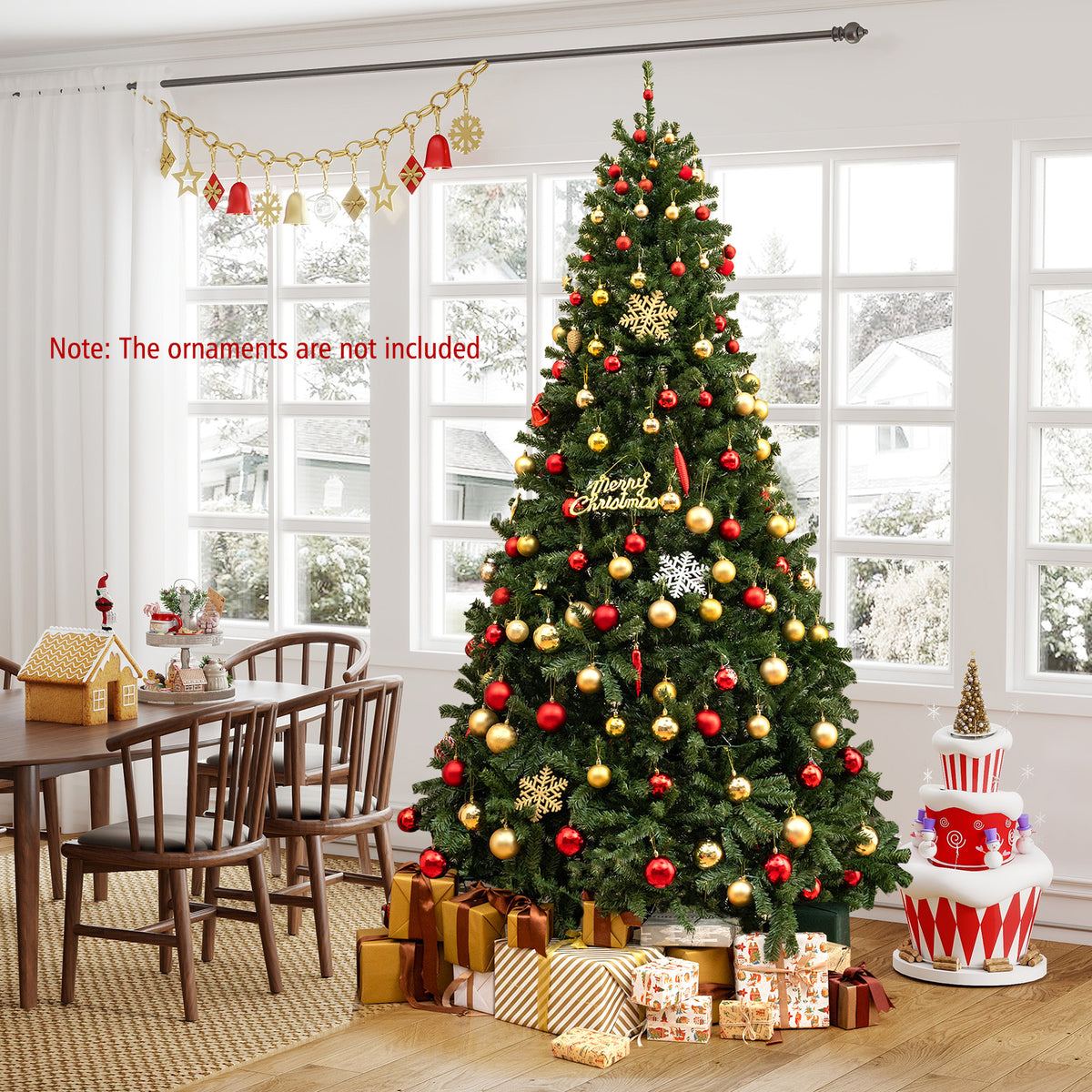 6/7/8 FT Pre-Lit Artificial Christmas Tree with Remote Control and LED Lights-8ft-Christmas Trees-DECOROLALA