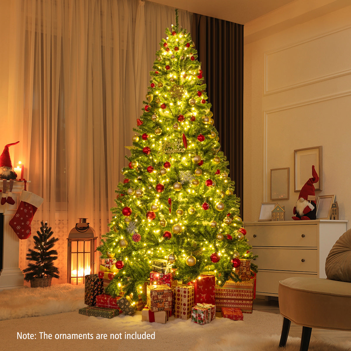 6/7/8 FT Pre-Lit Artificial Christmas Tree with Remote Control and LED Lights-8ft-Christmas Trees-DECOROLALA