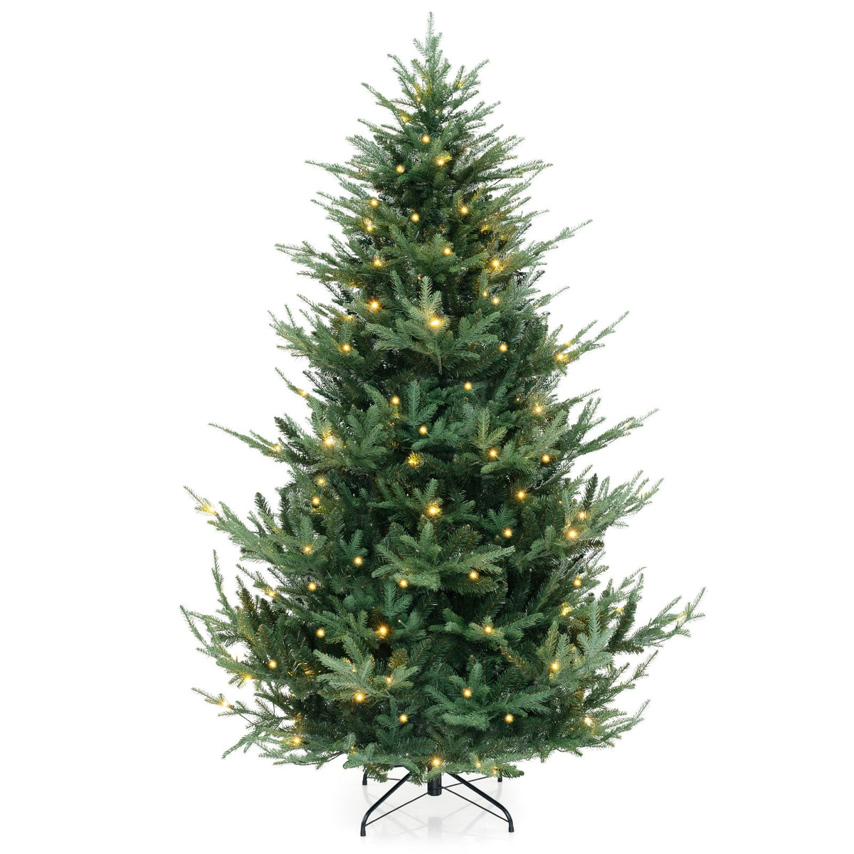 6/7/8 FT Pre-Lit Artificial Hinged Xmas Tree with 778/1480 PVC and PE Branch Tips-L-Christmas Trees-DECOROLALA
