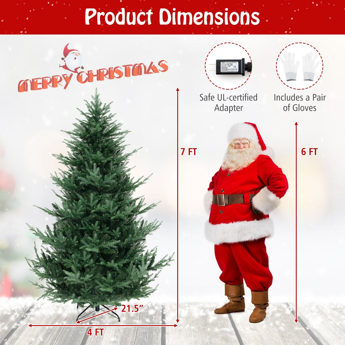 6/7/8 FT Pre-Lit Artificial Hinged Xmas Tree with 778/1480 PVC and PE Branch Tips-L-Christmas Trees-DECOROLALA