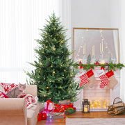 6/7/8 FT Pre-Lit Artificial Hinged Xmas Tree with 778/1480 PVC and PE Branch Tips-L-Christmas Trees-DECOROLALA