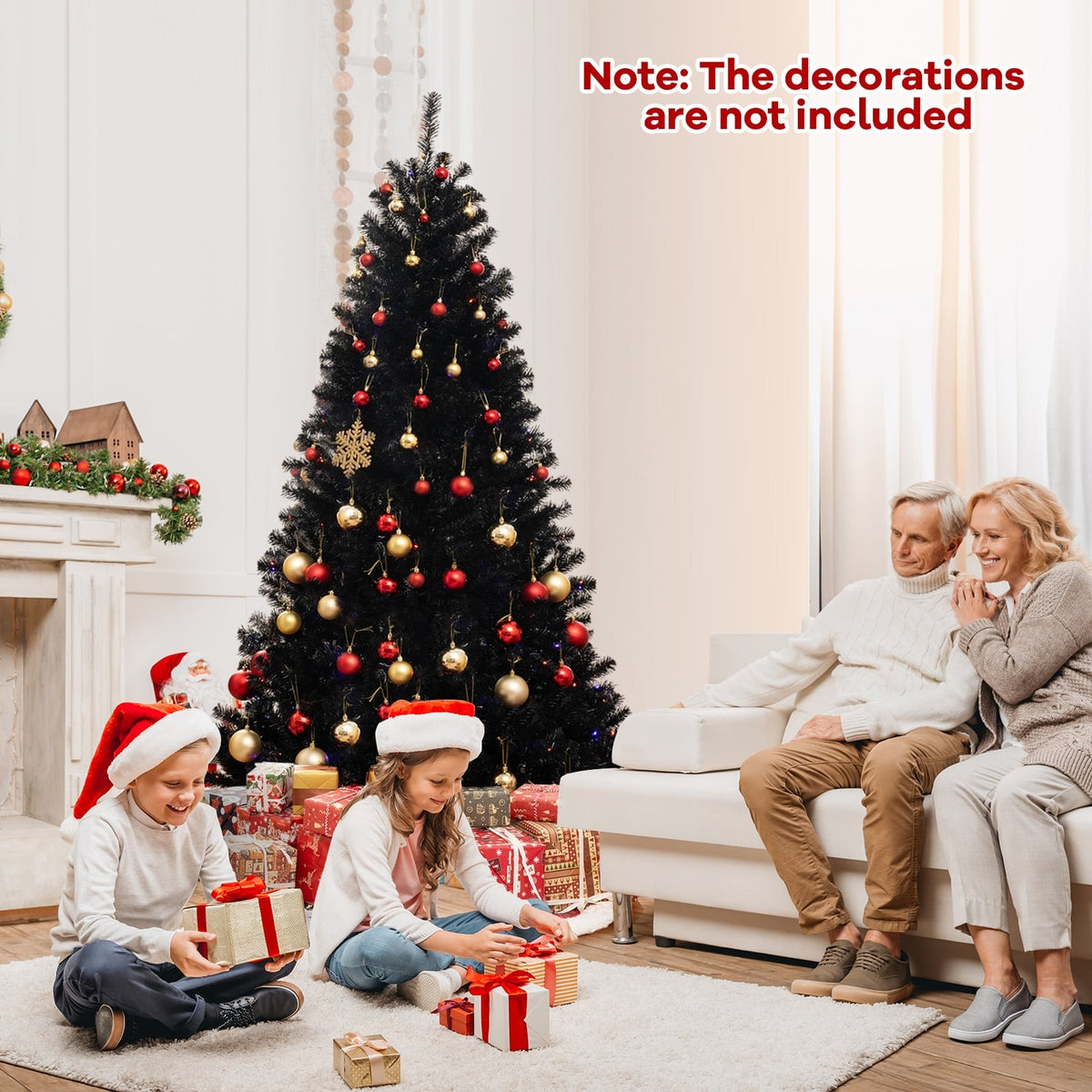 6/7/8 Feet Artificial Christmas Tree with 6 Lighting Modes and Spooky Sounds-7 ft-Christmas Trees-DECOROLALA