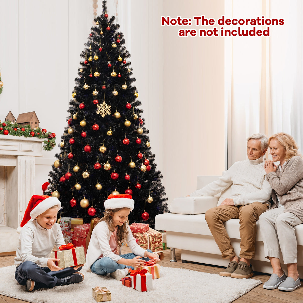 6/7/8 Feet Artificial Christmas Tree with 6 Lighting Modes and Spooky Sounds-L-Christmas Trees-DECOROLALA