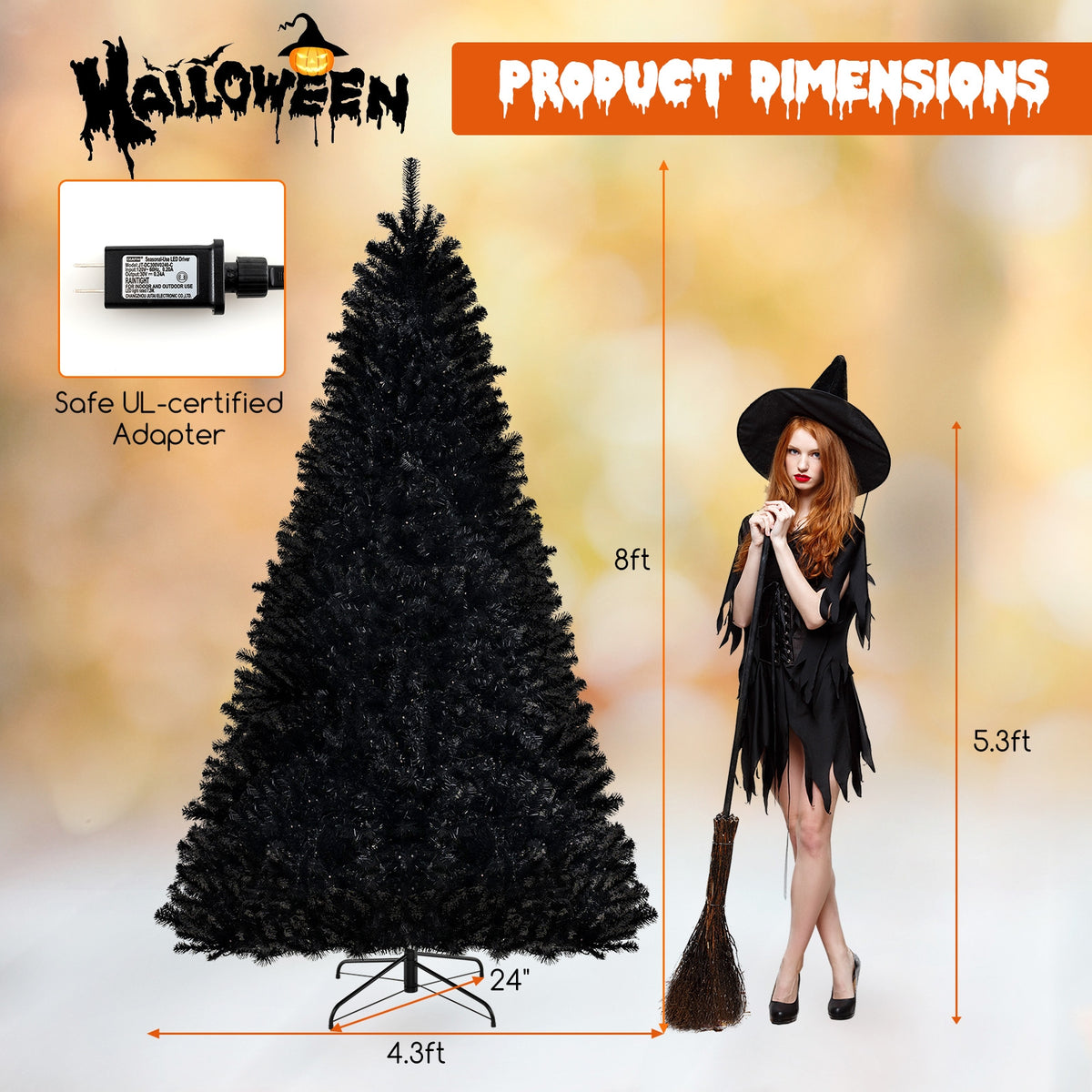 6/7/8 Feet Artificial Christmas Tree with 6 Lighting Modes and Spooky Sounds-L-Christmas Trees-DECOROLALA