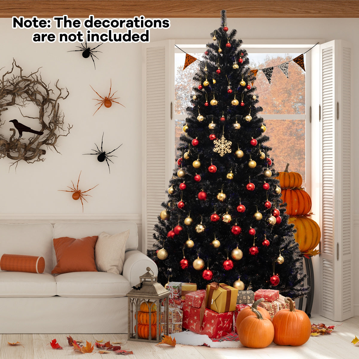 6/7/8 Feet Artificial Christmas Tree with 6 Lighting Modes and Spooky Sounds-L-Christmas Trees-DECOROLALA