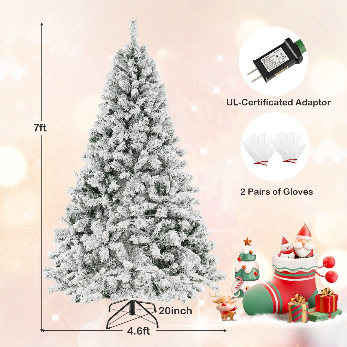 6/7/8 Feet Artificial Xmas Tree 3-Minute Quick Shape-7 ft-Christmas Trees-DECOROLALA
